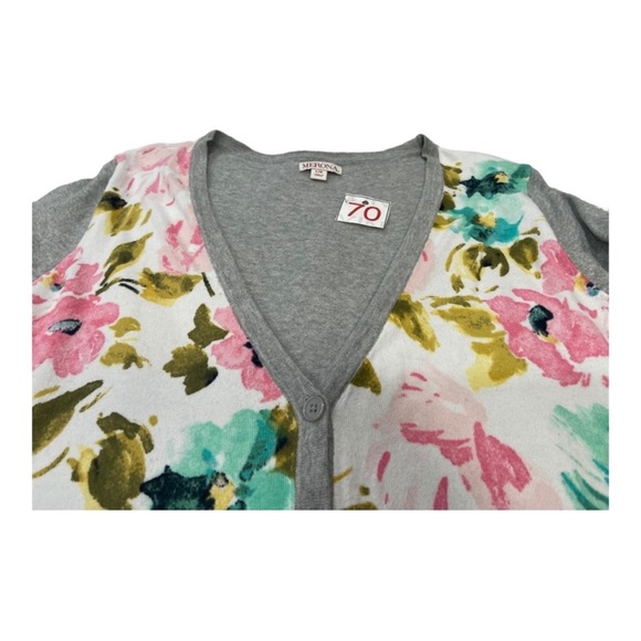 Merona Heather Gray & Floral Large Knit Cardigan - Picture 6 of 7